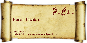 Hess Csaba névjegykártya